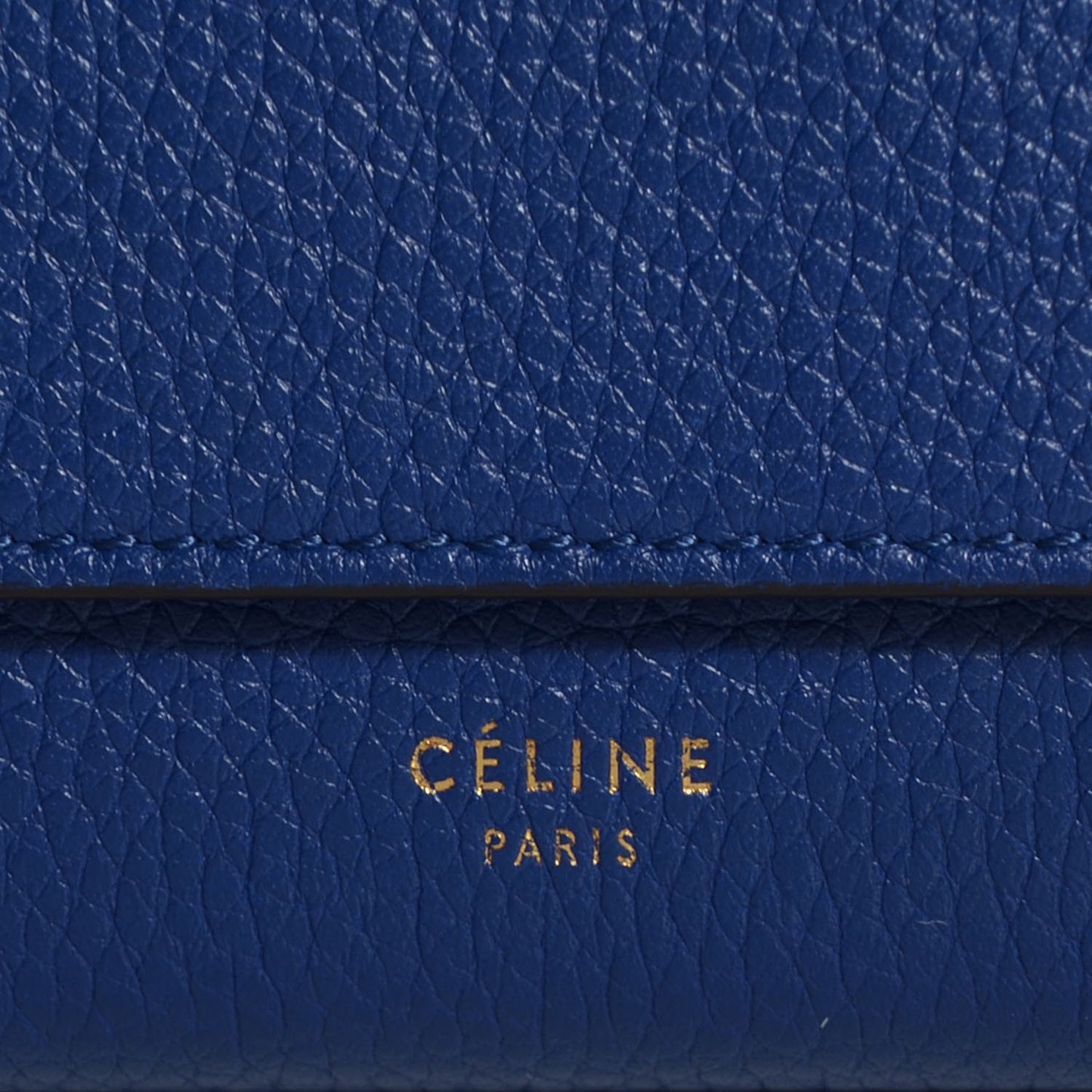 Drummed Calfskin Large Flap Multifunction Wallet Indigo