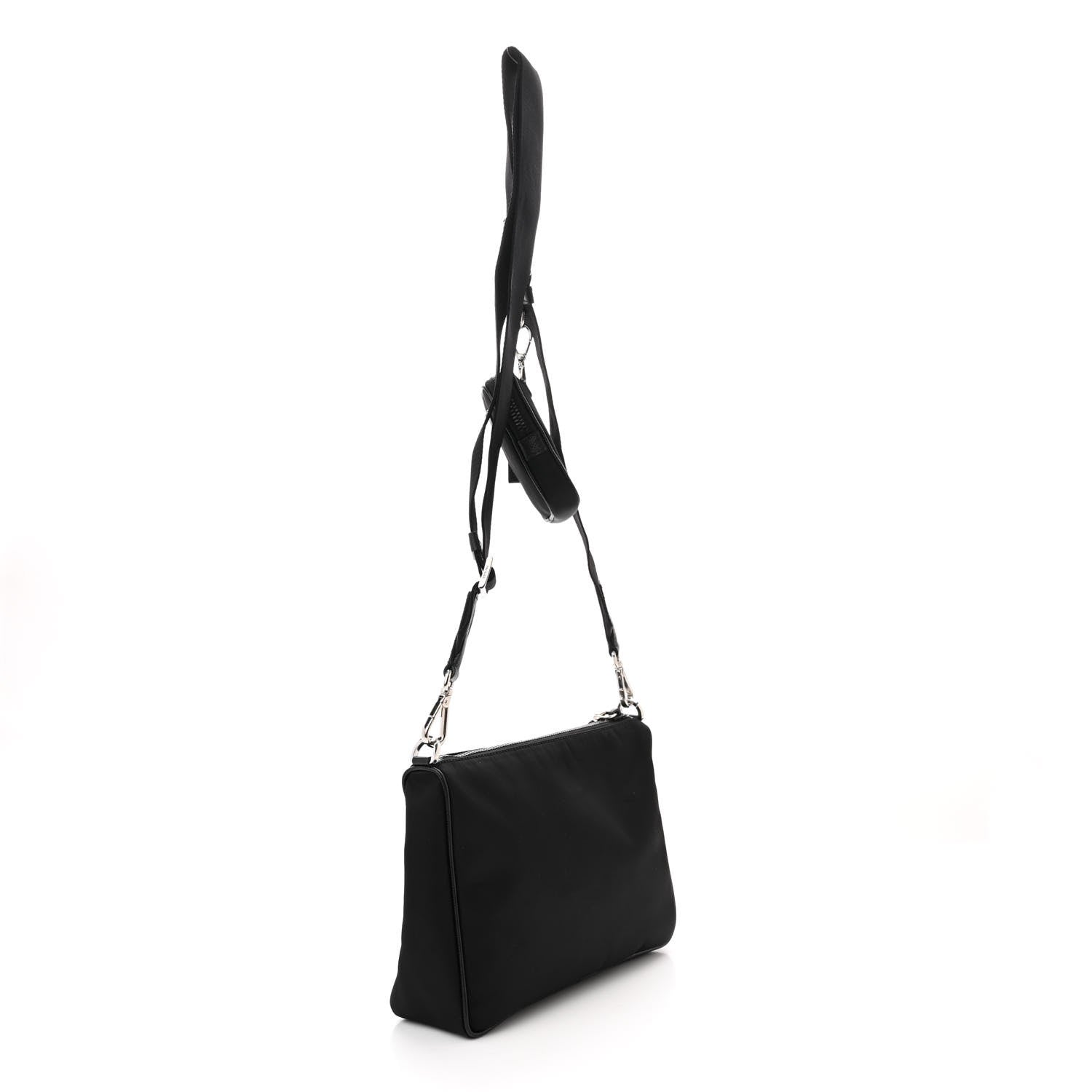 Prada Re-Nylon Saffiano Pocket Zippered Shoulder Bag Black 3 of 10