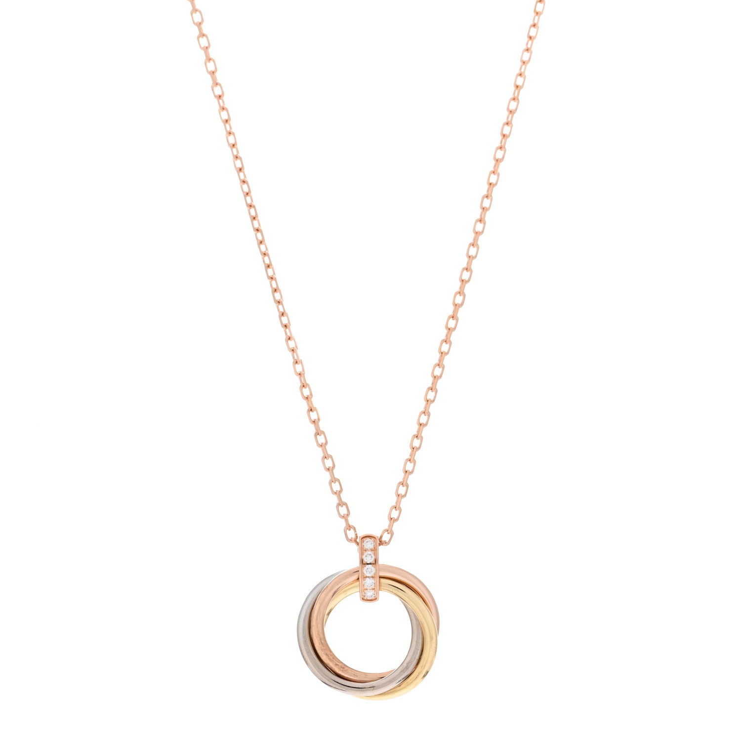Cartier 18K Pink White Yellow Gold Diamond Trinity Pendant Necklace 1 of 6
