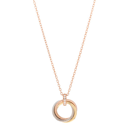 Cartier 18K Pink White Yellow Gold Diamond Trinity Pendant Necklace 1 of 6