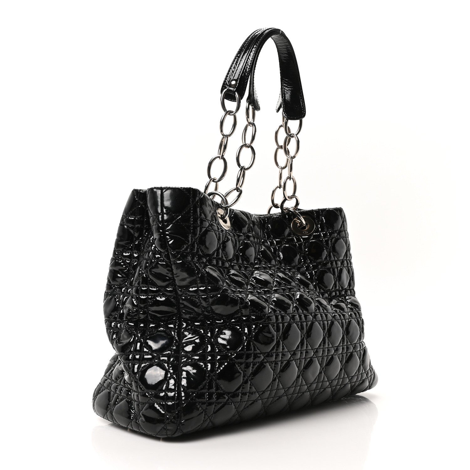 Christian Dior Patent Cannage Large Dior Soft Shopping Tote Black 3 of 10