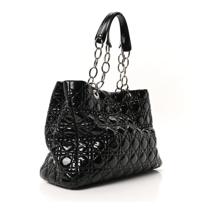 Christian Dior Patent Cannage Large Dior Soft Shopping Tote Black 3 of 10