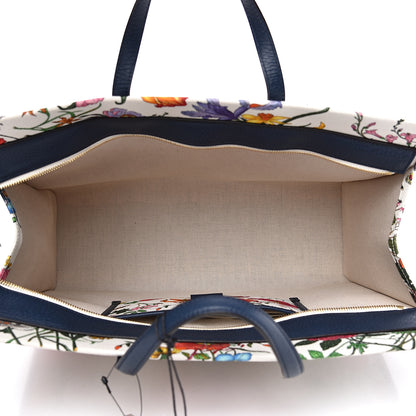 Gucci Canvas Large Flora Tote Navy Multicolor 4 of 9