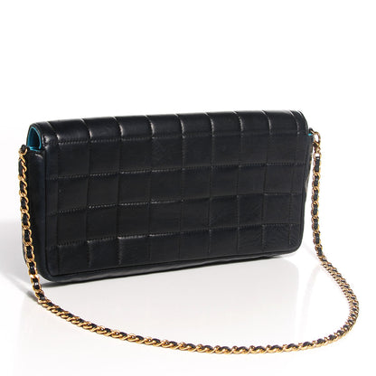 Chanel Lambskin Quilted East West Chocolate Bar Flap Navy 3 of 8