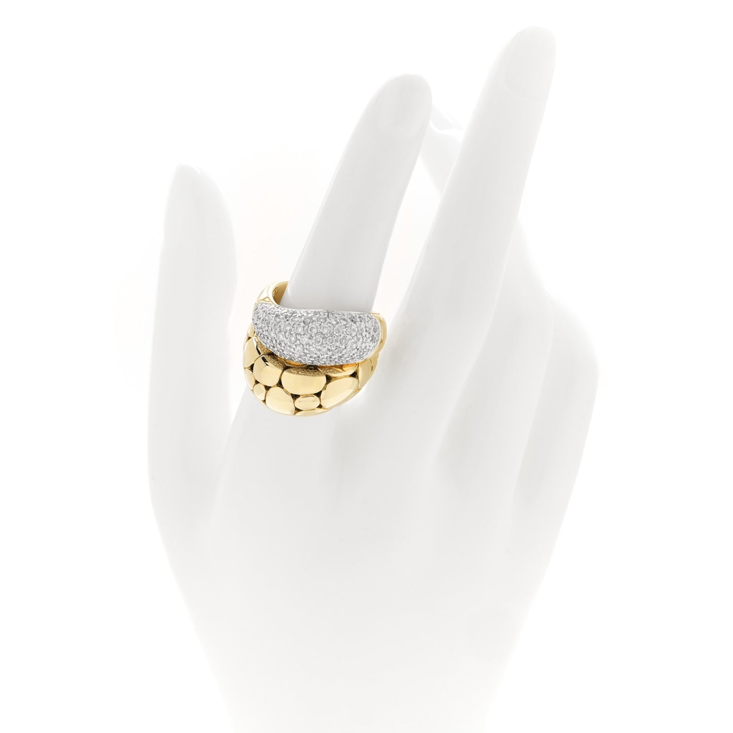 18K Yellow Gold Diamond Double Dome Ring 54 7