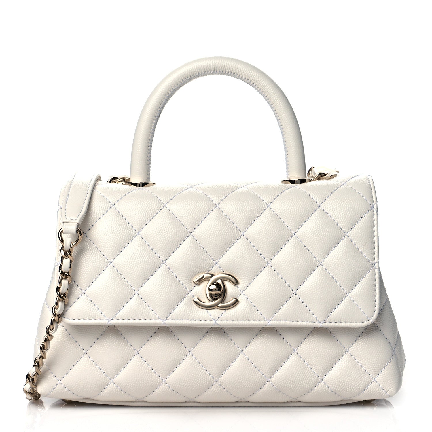 Chanel Caviar Quilted Mini Coco Handle Flap White 1 of 11