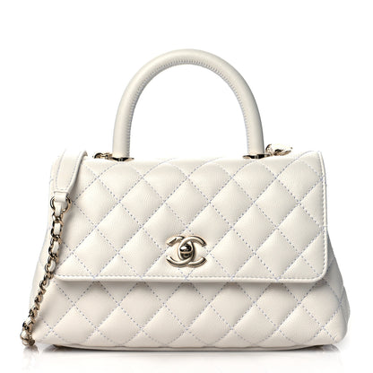 Chanel Caviar Quilted Mini Coco Handle Flap White 1 of 11