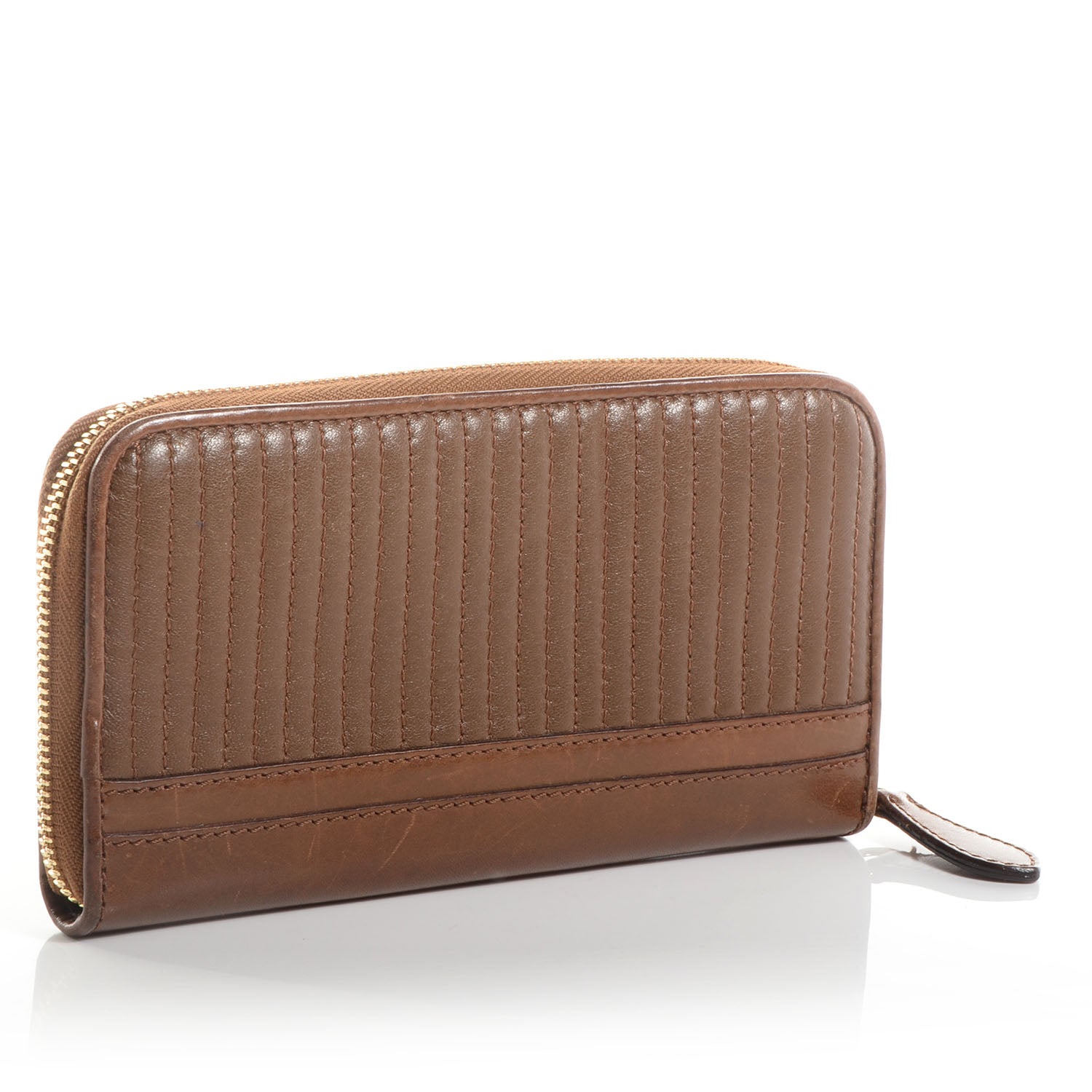 Burberry Stitched Leather Large Ziggy Zip Around Wallet Toffee 3 of 8