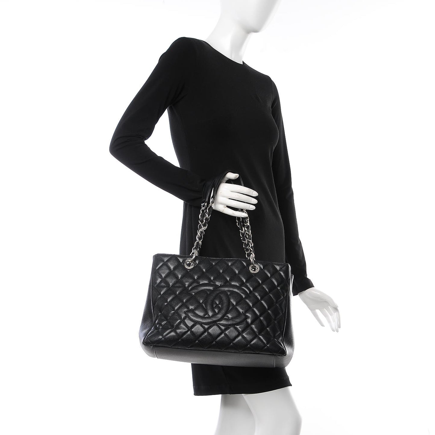 Caviar Quilted Grand Shopping Tote GST Black