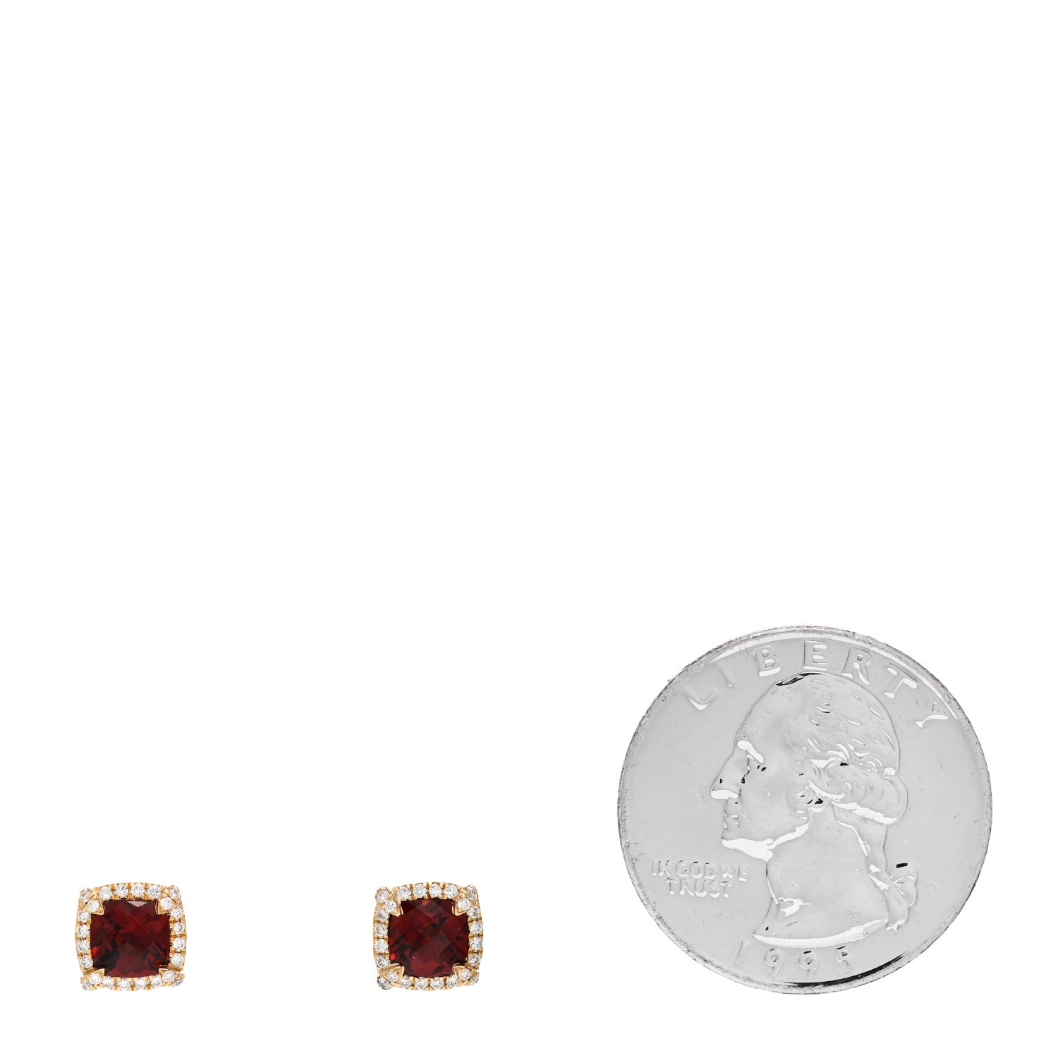 David Yurman 18K Yellow Gold Diamond Garnet 5mm Chatelaine Pave Bezel Stud Earrings 2 of 4