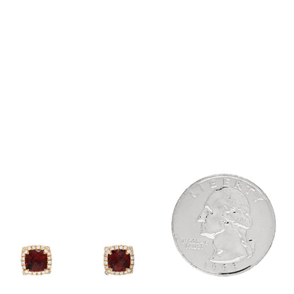 David Yurman 18K Yellow Gold Diamond Garnet 5mm Chatelaine Pave Bezel Stud Earrings 2 of 4