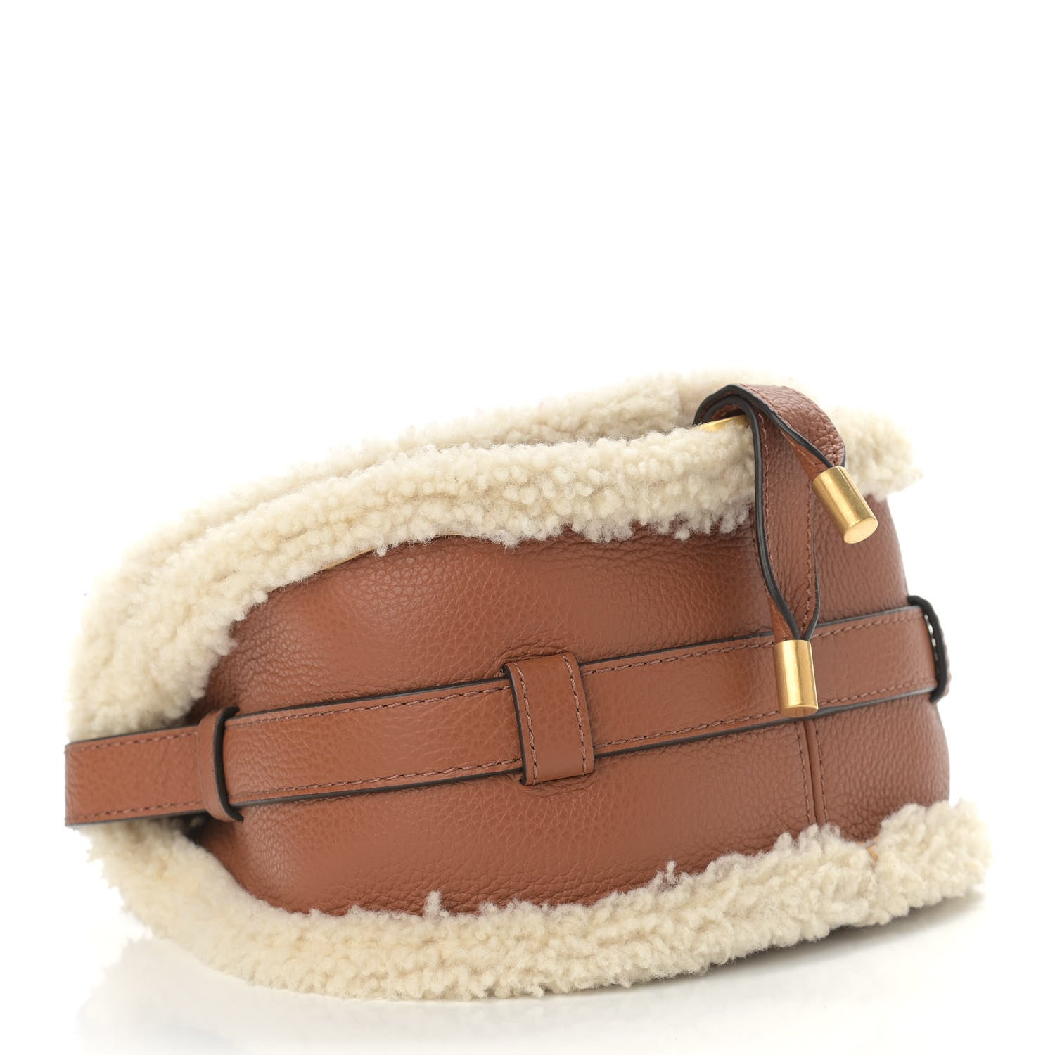 Chloe Calfskin Shearling Small Marcie Saddle Bag Caramel 4 of 15