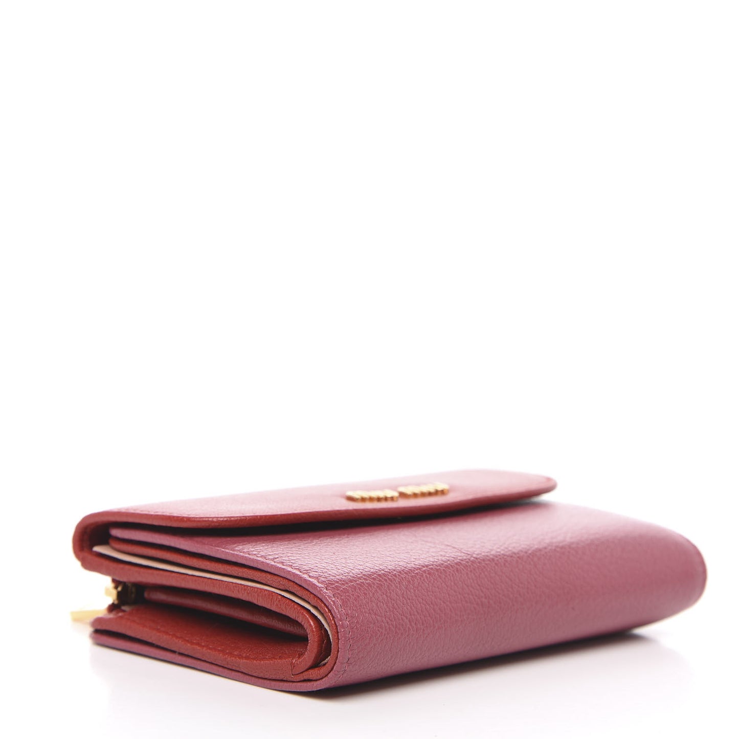 Goatskin Madras Bicolor Flap Wallet Fuoco Bruyere