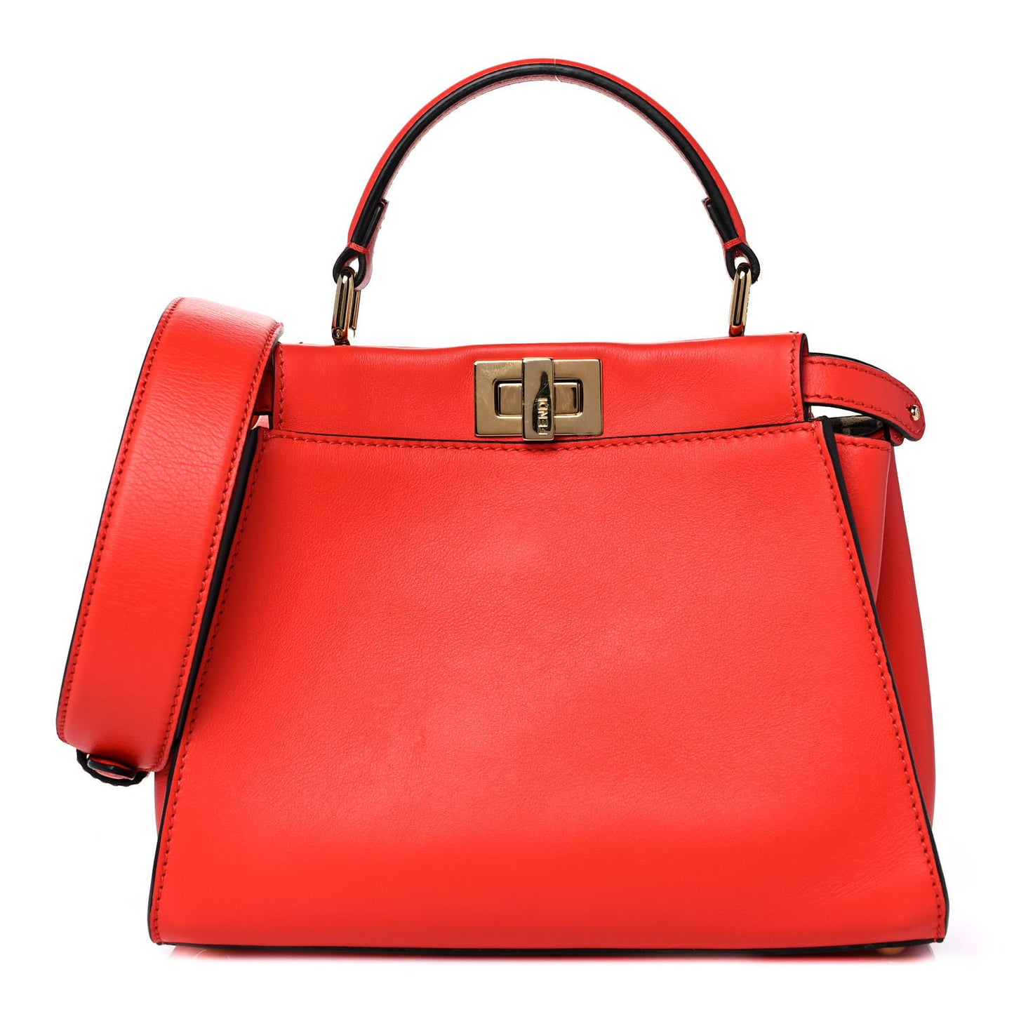 Vitello Seta Suede FF Mini Peekaboo Iconic Satchel Tulipano Miele Moro