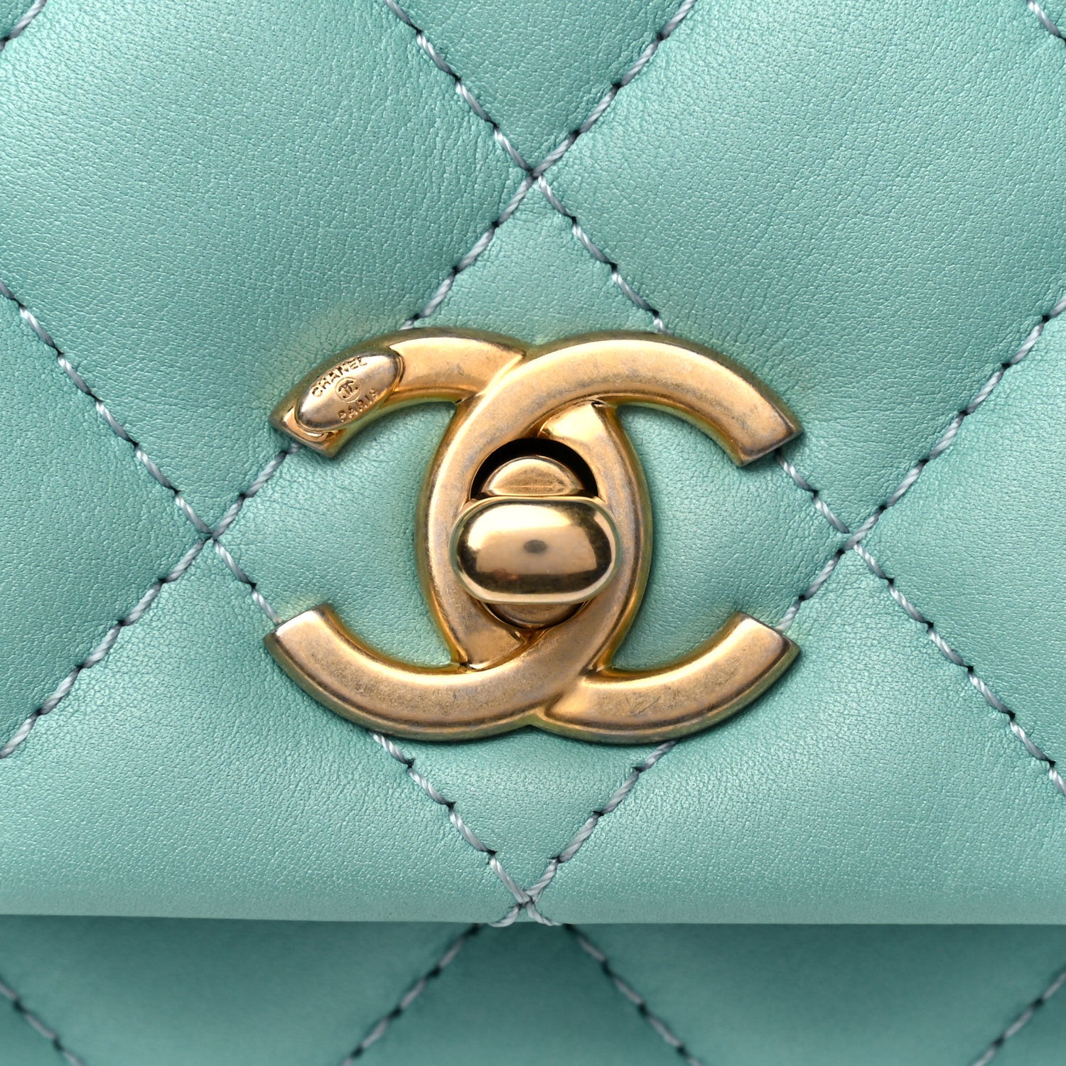 Chanel Calfskin Quilted Top Handle Flap Light Blue 7 of 10
