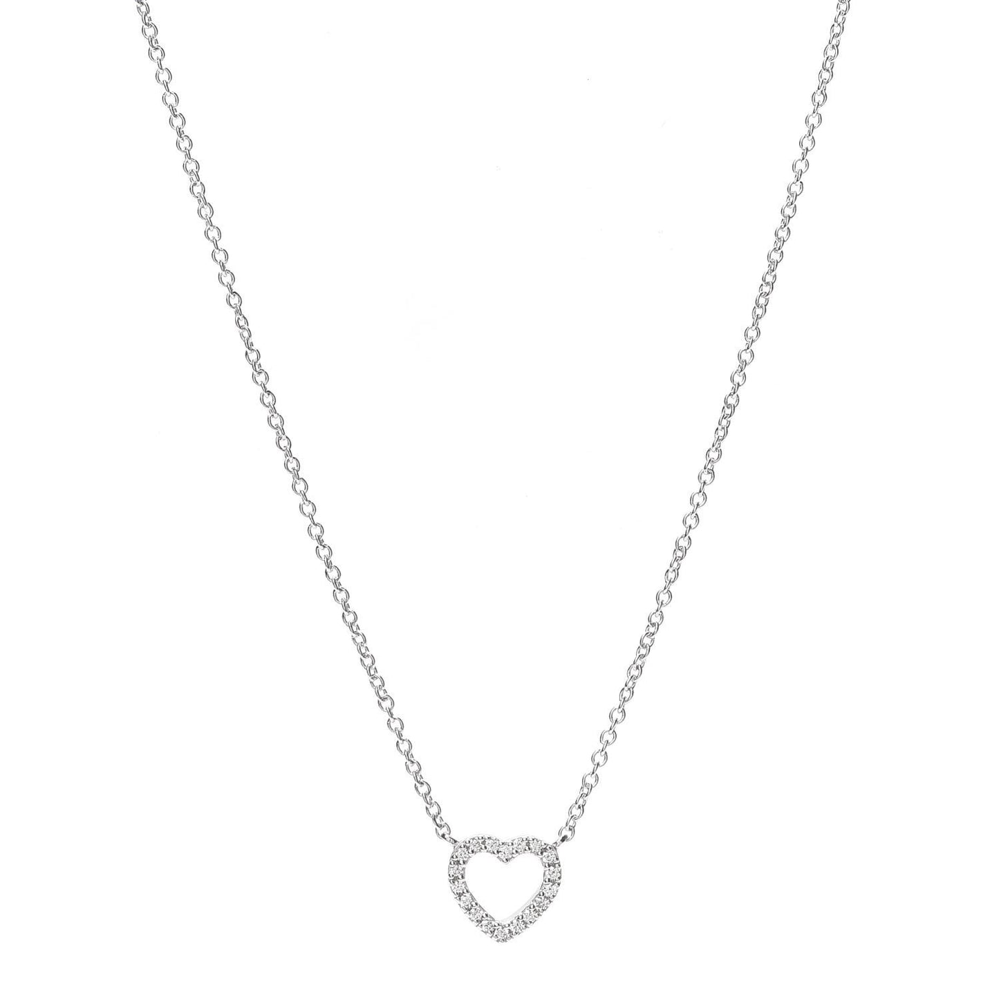 18K White Gold Diamond Metro Heart Pendant Necklace