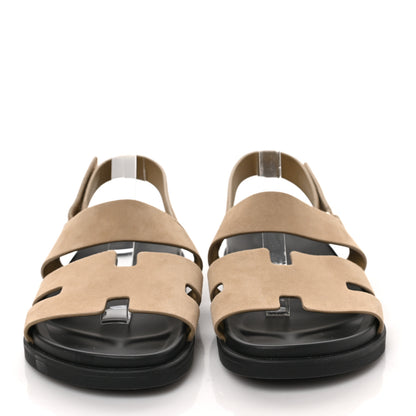 Hermes Suede Goatskin Mens Genius Sandals 42.5 Beige Argile 2 of 8