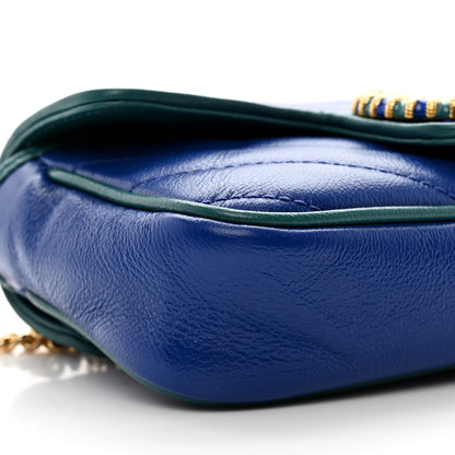 Gucci Azalea Calfskin Enamel Matelasse Diagonal Super Mini Torchon GG Marmont Shoulder Bag Imperial Blue Pavone 9 of 10