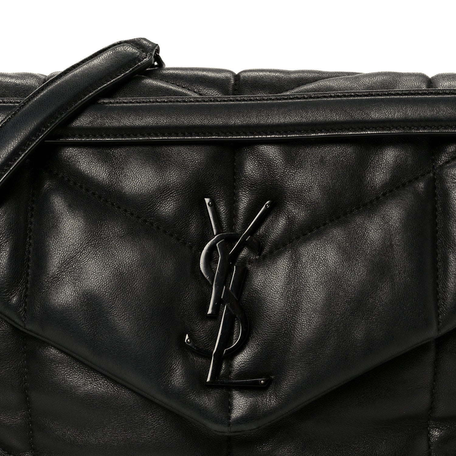 Saint Laurent Lambskin Quilted Monogram Monochrome Medium Loulou Puffer Chain Satchel Black 9 of 11