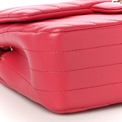 Chanel Lambskin Chevron Quilted Mini Rectangular Flap Dark Pink 8 of 14