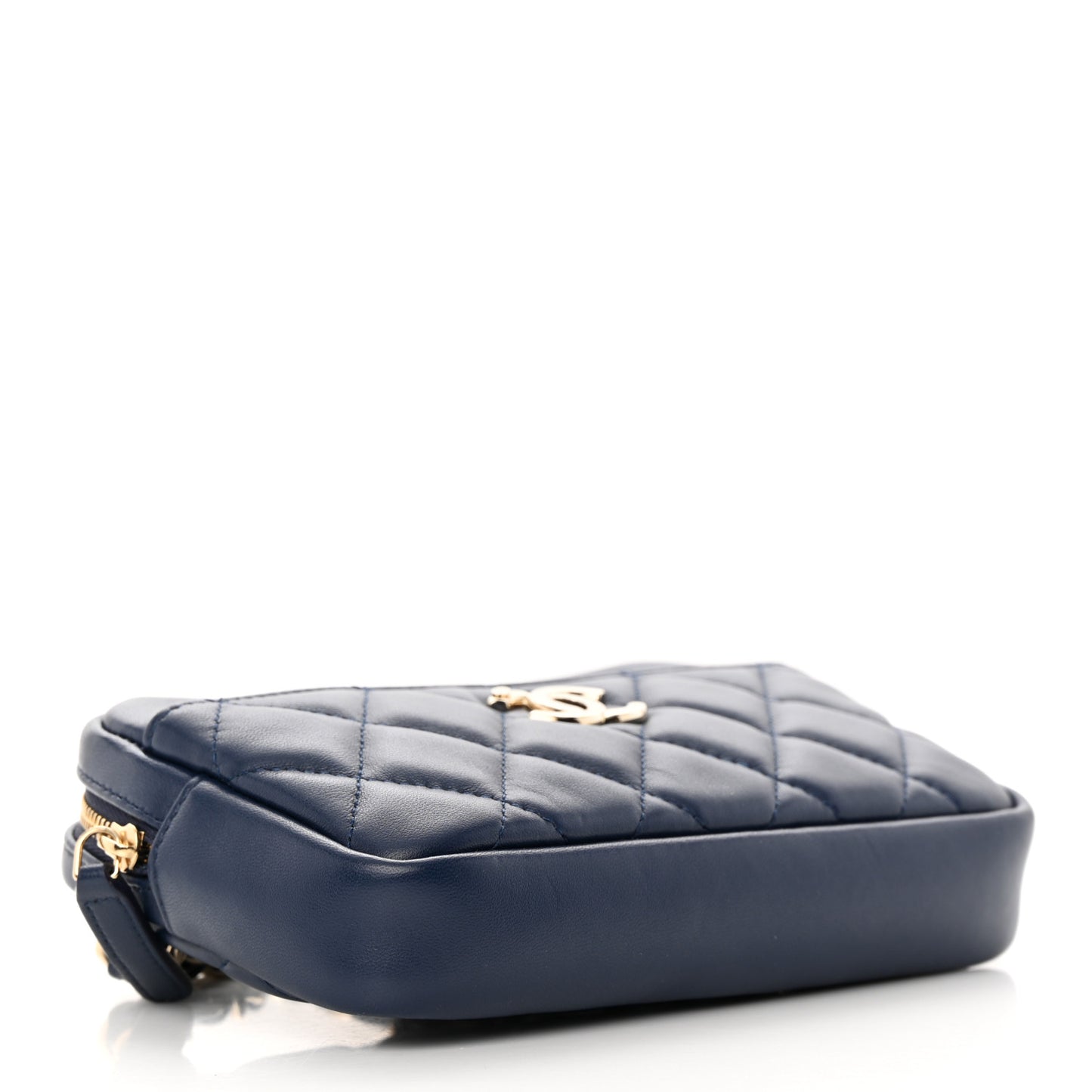 Lambskin Quilted Waist Bag With Pouch Blue