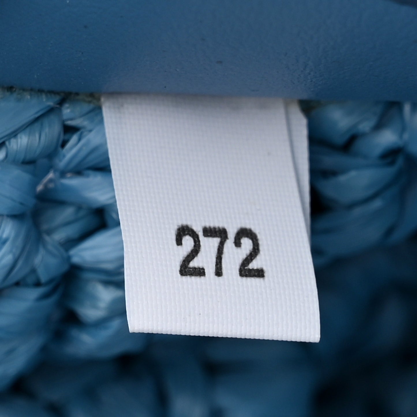 Yarn Raffia Effect Crochet Logo Embroidered Tote Bag Celeste