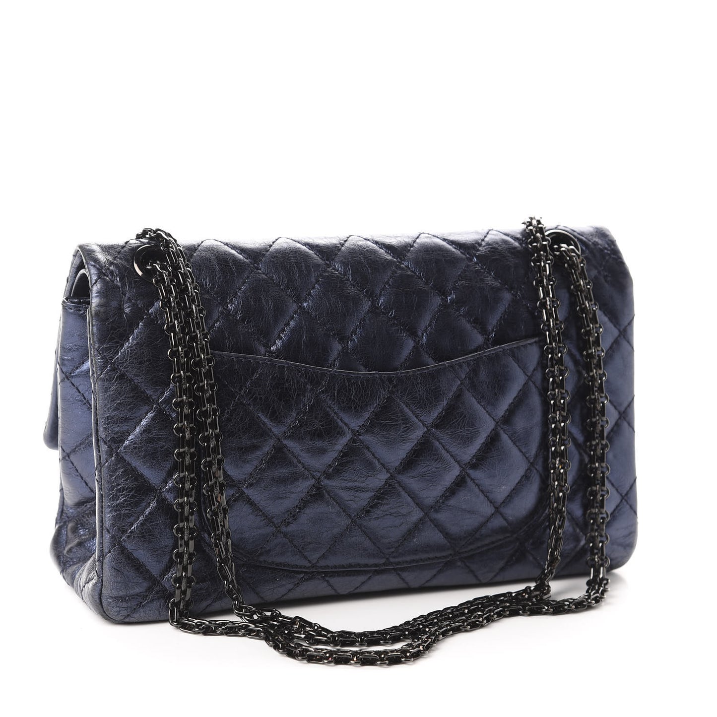 Metallic Calfskin Quilted 2.55 Reissue 226 Flap Dark Navy Blue