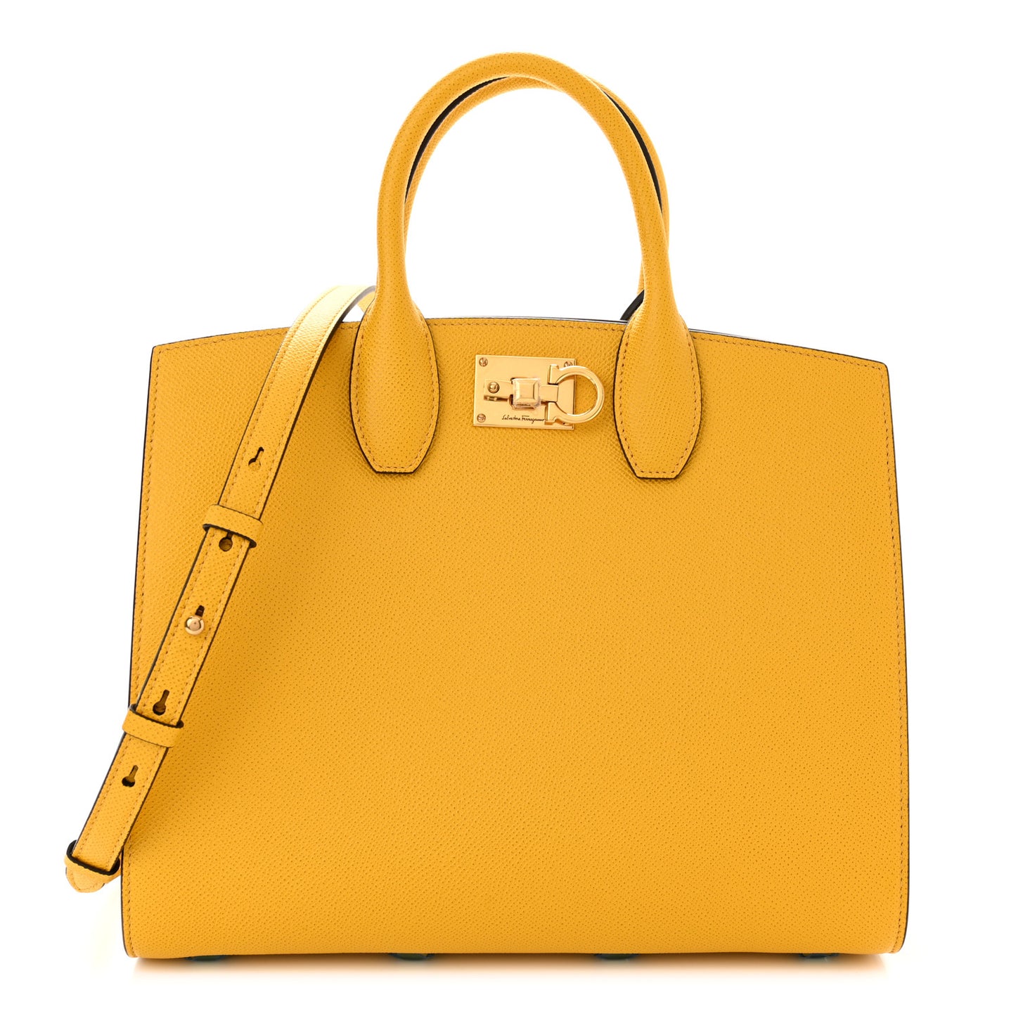 Hammered Calfskin Medium The Studio Box Bag Sunshine