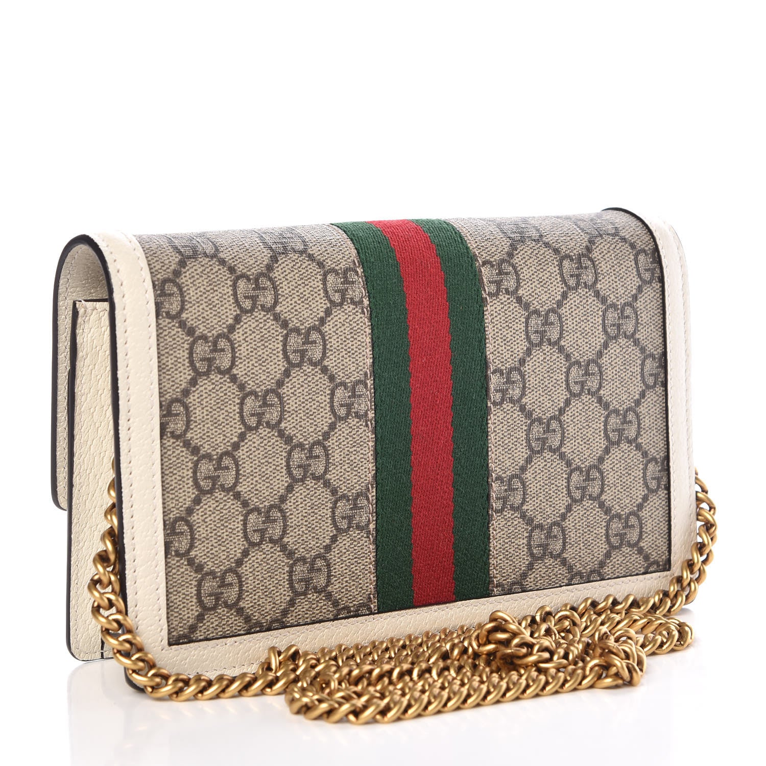 Gucci GG Supreme Monogram Web Queen Margaret Chain Wallet White 3 of 9