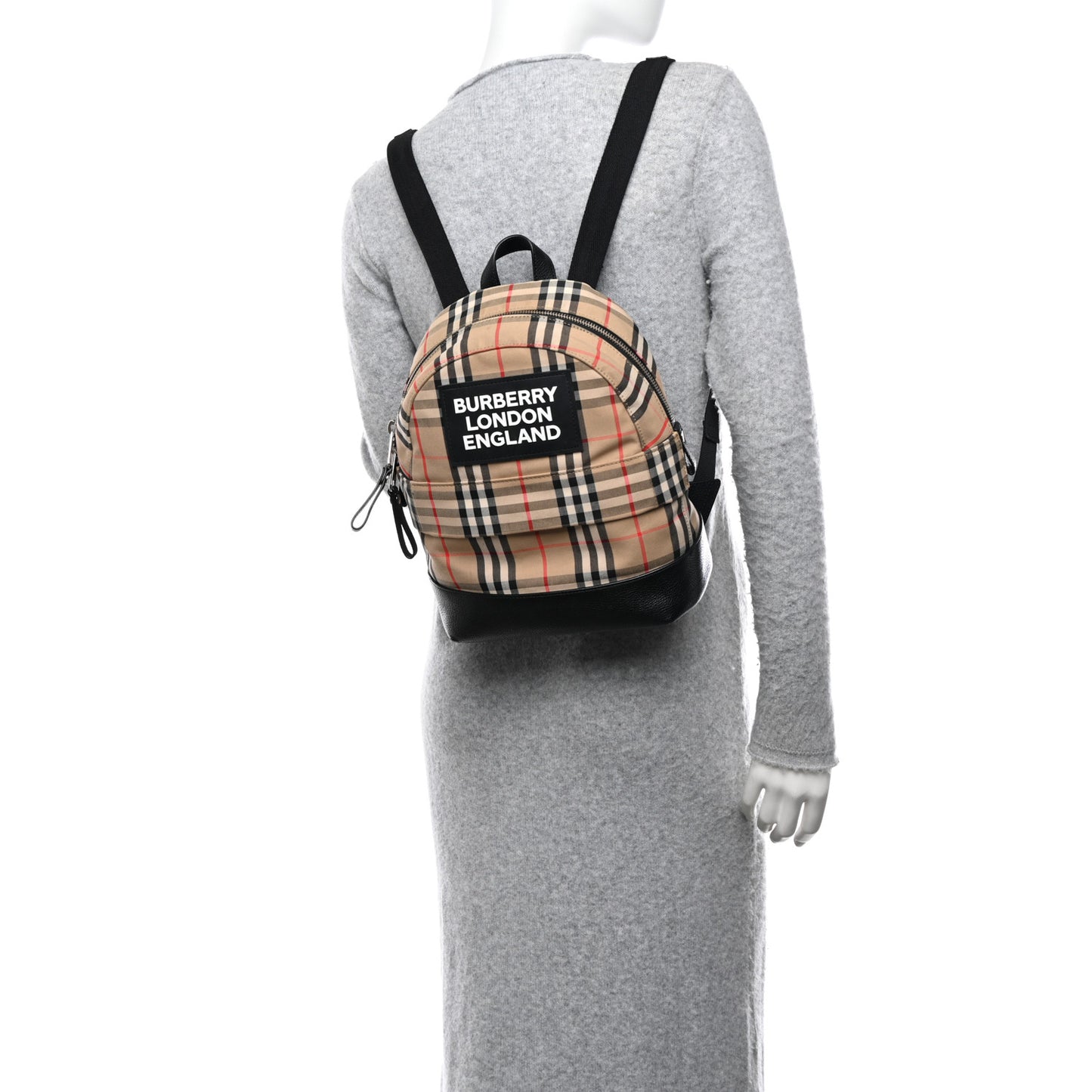House Check Canvas Calfskin Small Nico Backpack Archive Beige