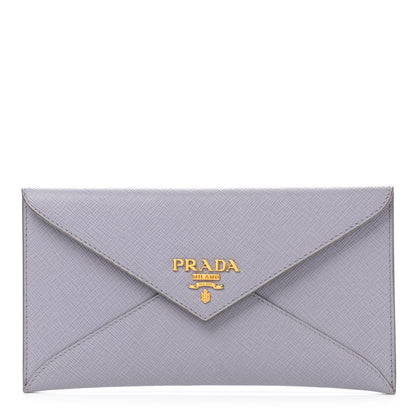Prada Saffiano Metal Envelope Wallet Glicine 1 of 6