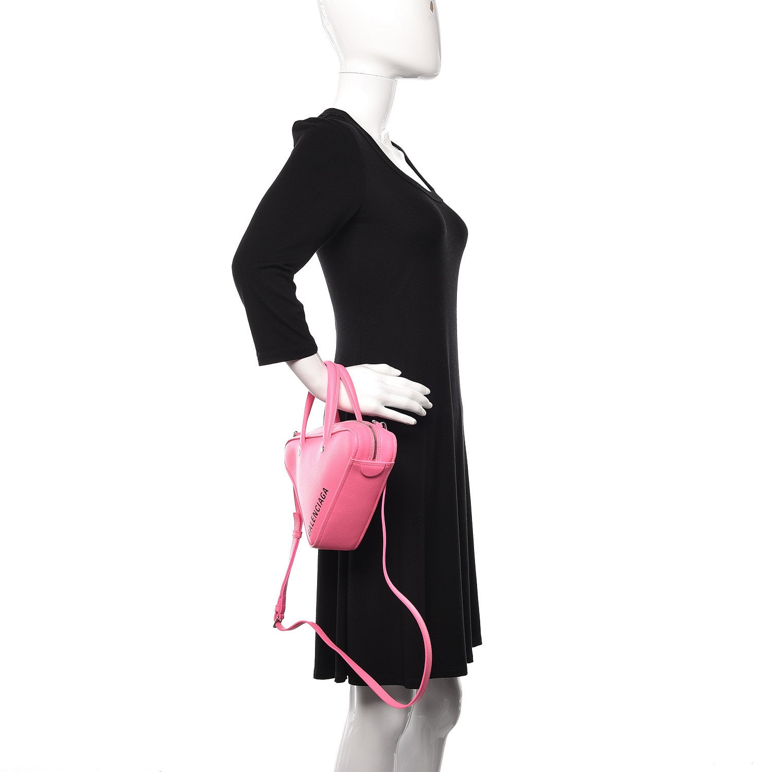 Balenciaga Shiny Day Calfskin XS Triangle Duffle Acid Pink Black 2 of 11