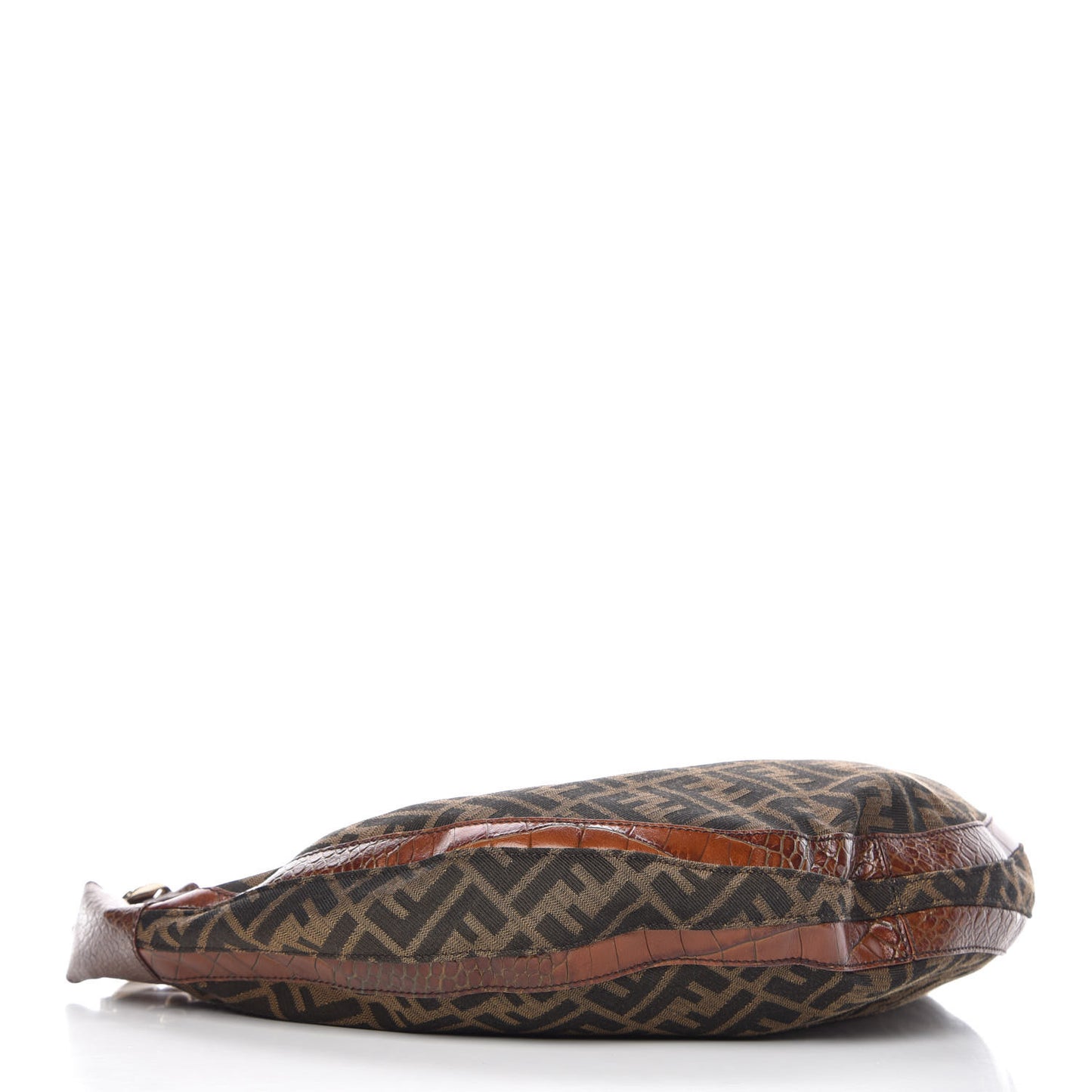 Zucca Calfskin Crocodile Embossed Chef Hobo Tobacco
