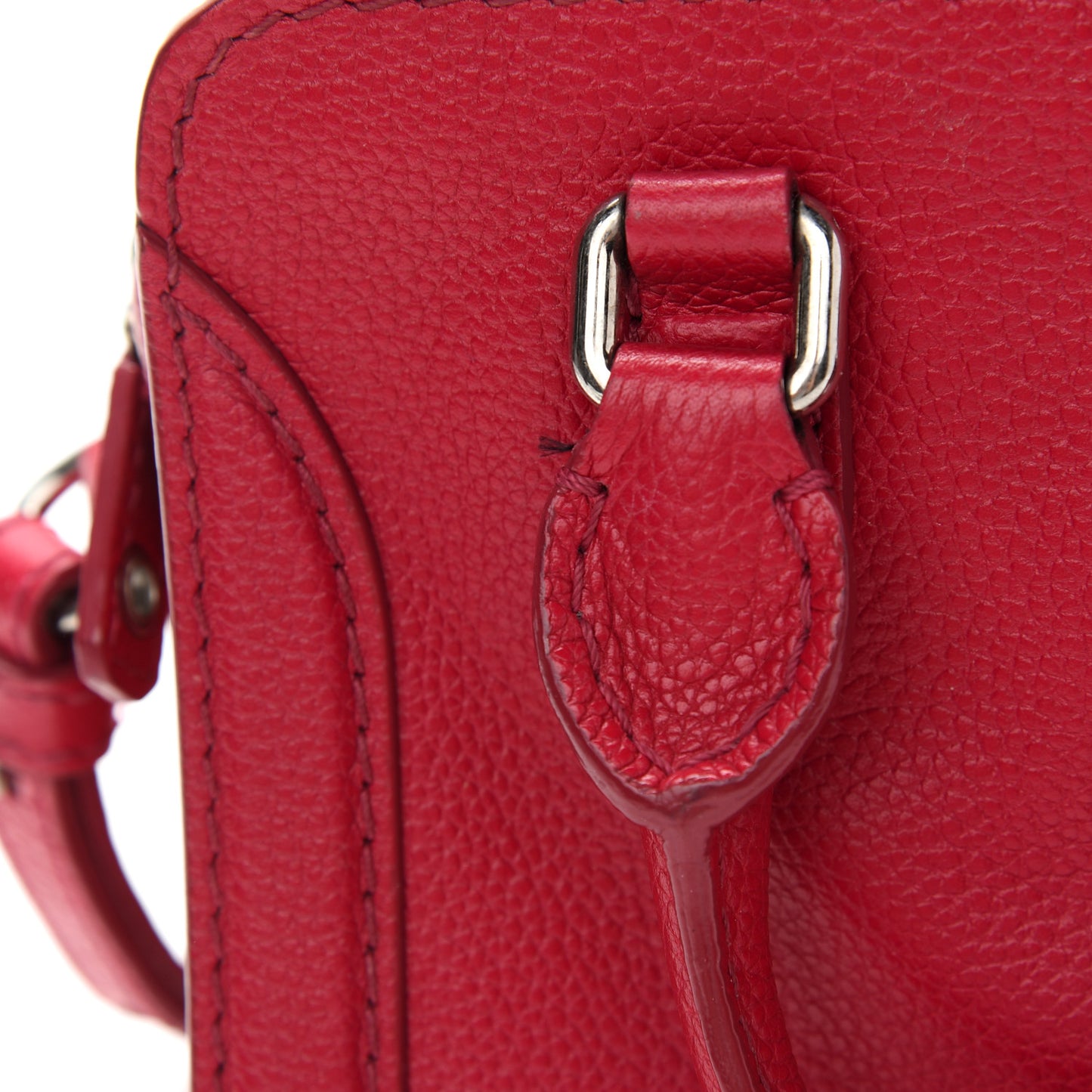 Calfskin Mini Skull Padlock Zip Around Tote Red