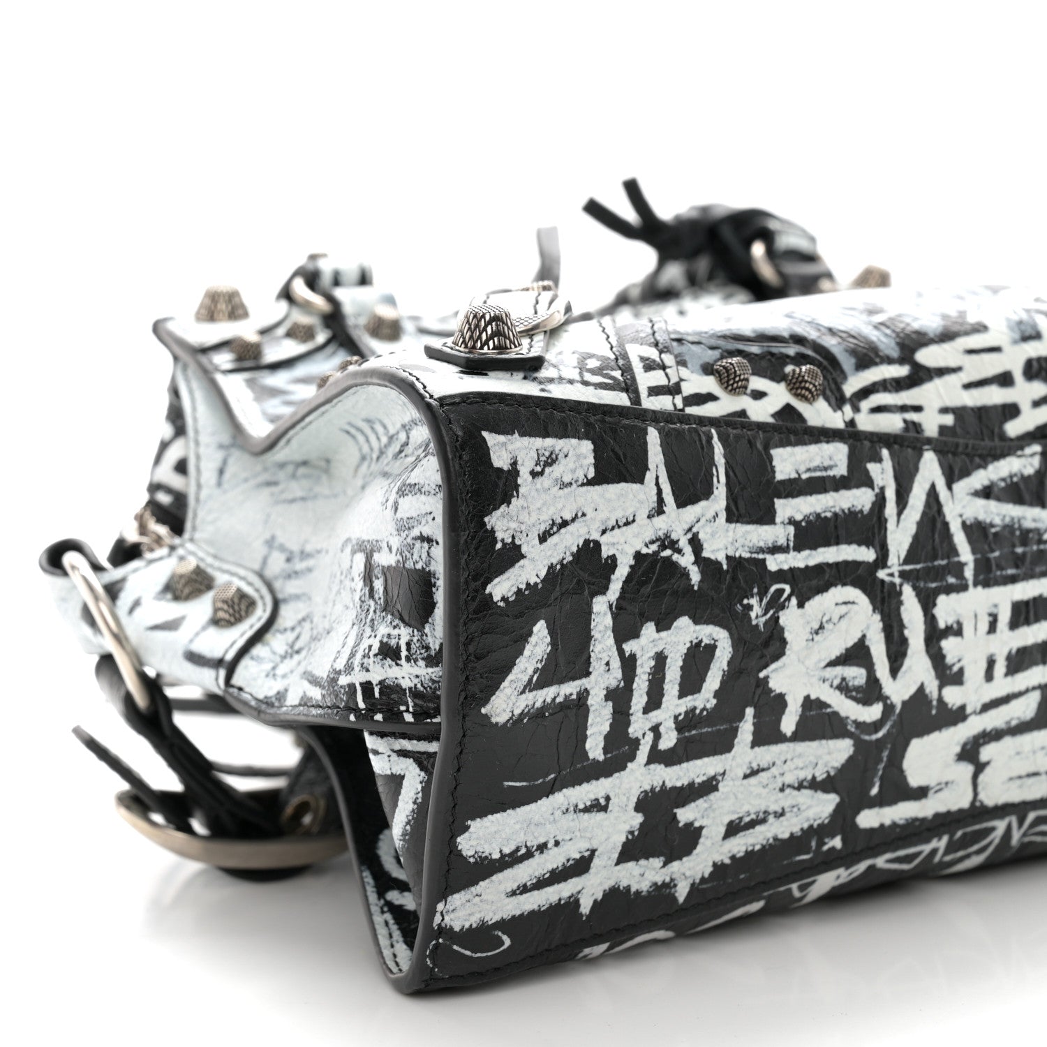 Balenciaga Agneau Arena Graffiti Neo Cagole Handbag XS Black White 9 of 9