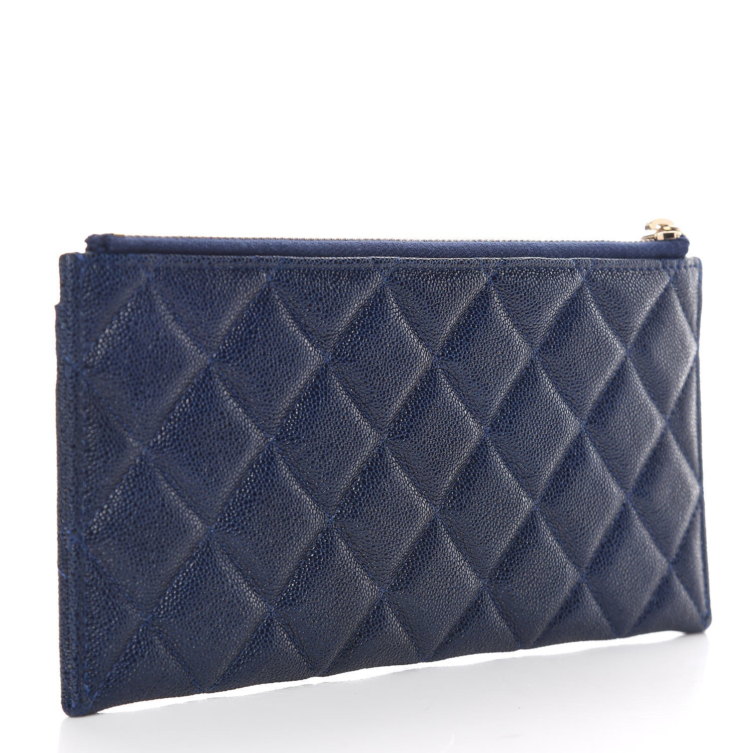 Chanel Caviar Quilted Classic Zip Boy Pouch Navy 3 of 8