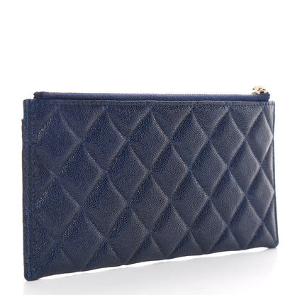 Chanel Caviar Quilted Classic Zip Boy Pouch Navy 3 of 8