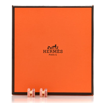 Hermes Rose Gold Lacquered Mini Pop H Rocabar Earrings Beaute 5 of 5