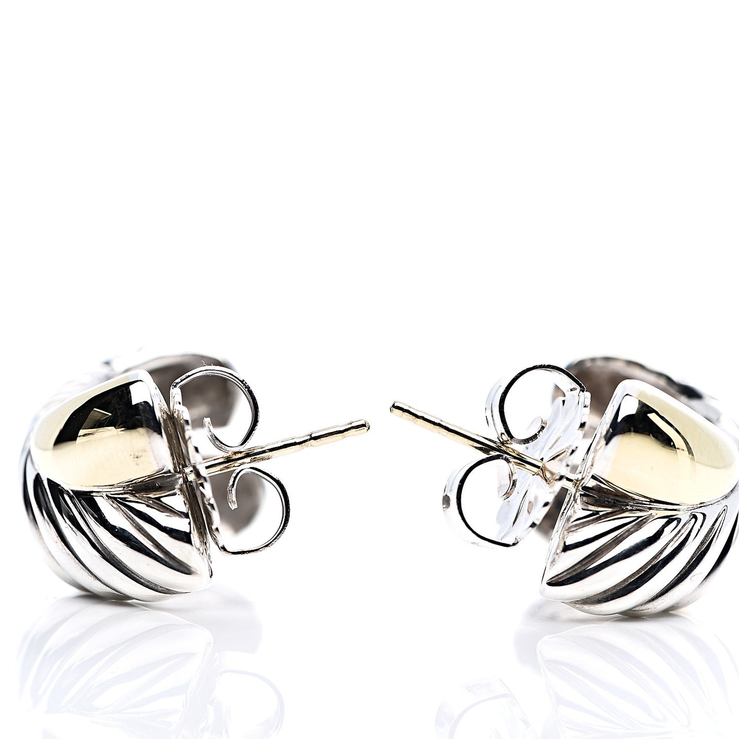 Sterling Silver 18K Yellow Gold X Cable Earrings