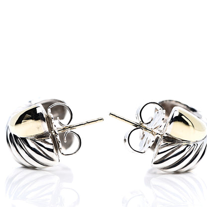David Yurman Sterling Silver 18K Yellow Gold X Cable Earrings 3 of 4