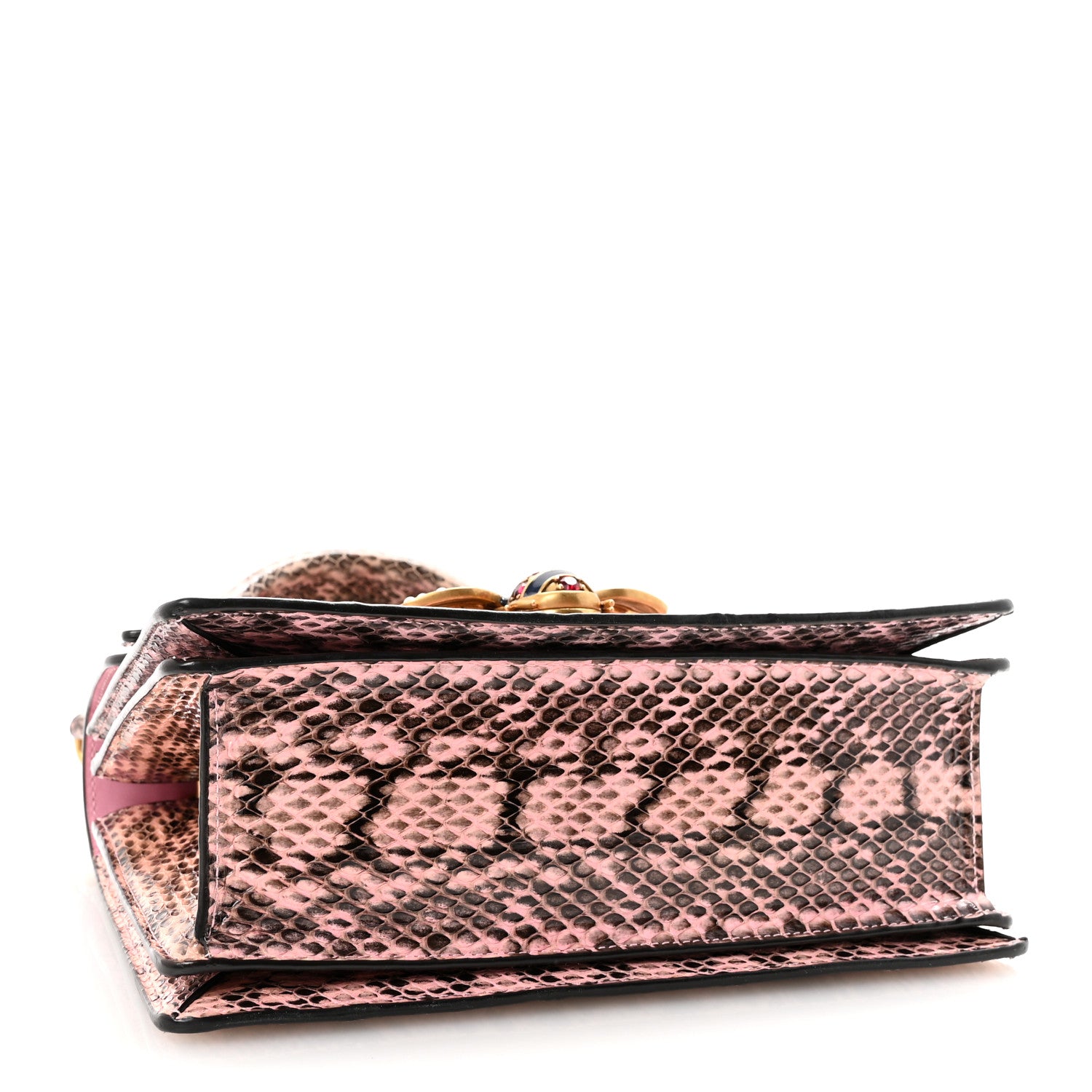 Gucci Snakeskin Sylvie Web Small Queen Margaret Top Handle Bag Pink 4 of 10