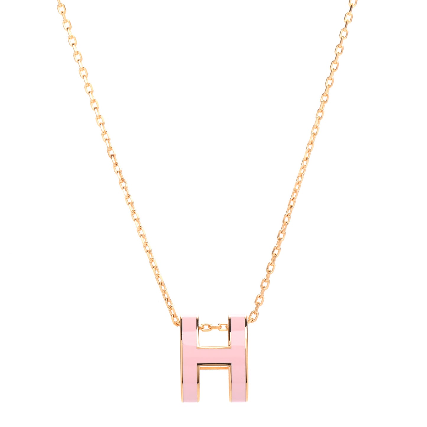 Lacquered Rose Gold Pop H Pendant Necklace Rose Dragee