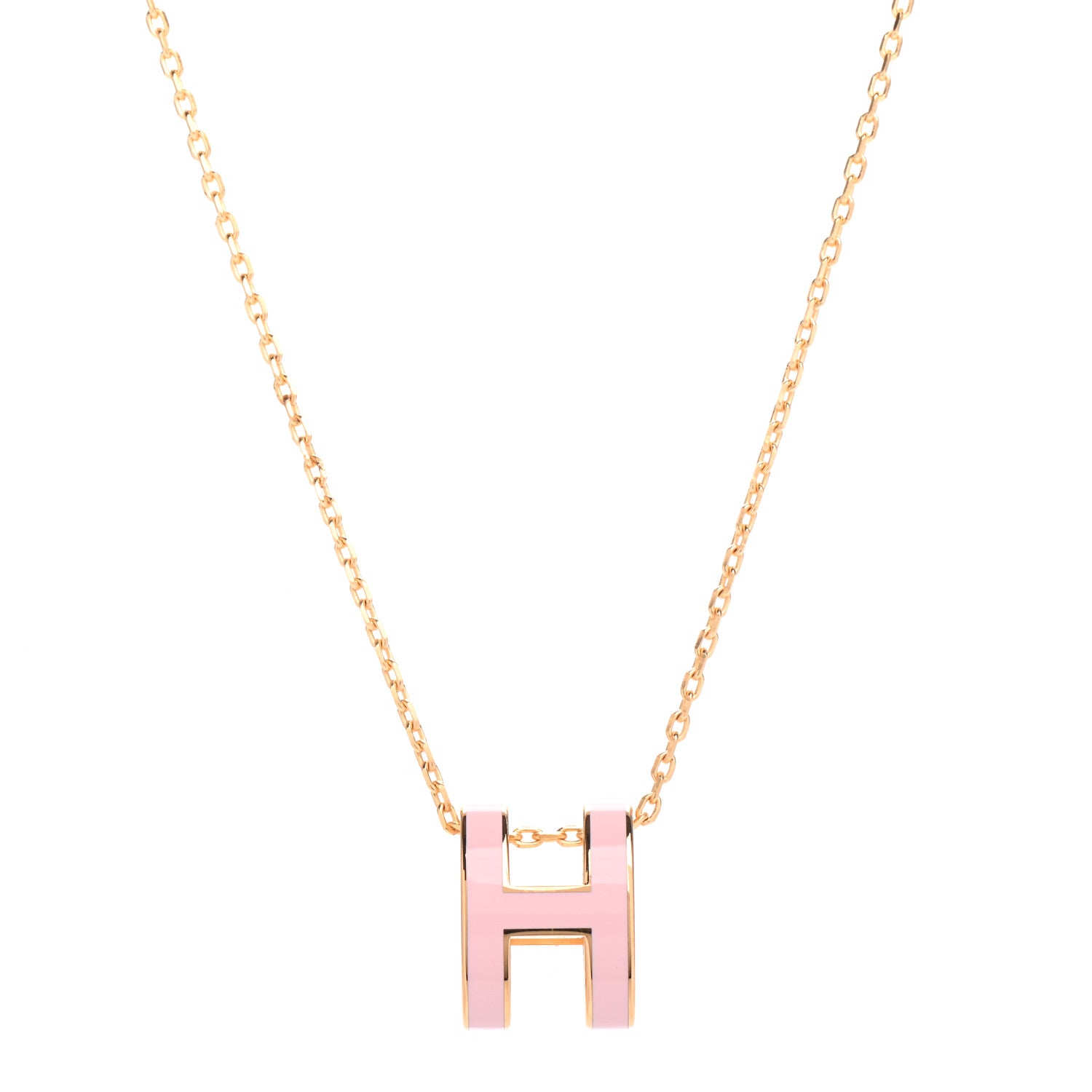 Hermes Lacquered Rose Gold Pop H Pendant Necklace Rose Dragee 1 of 7