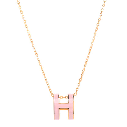 Hermes Lacquered Rose Gold Pop H Pendant Necklace Rose Dragee 1 of 7