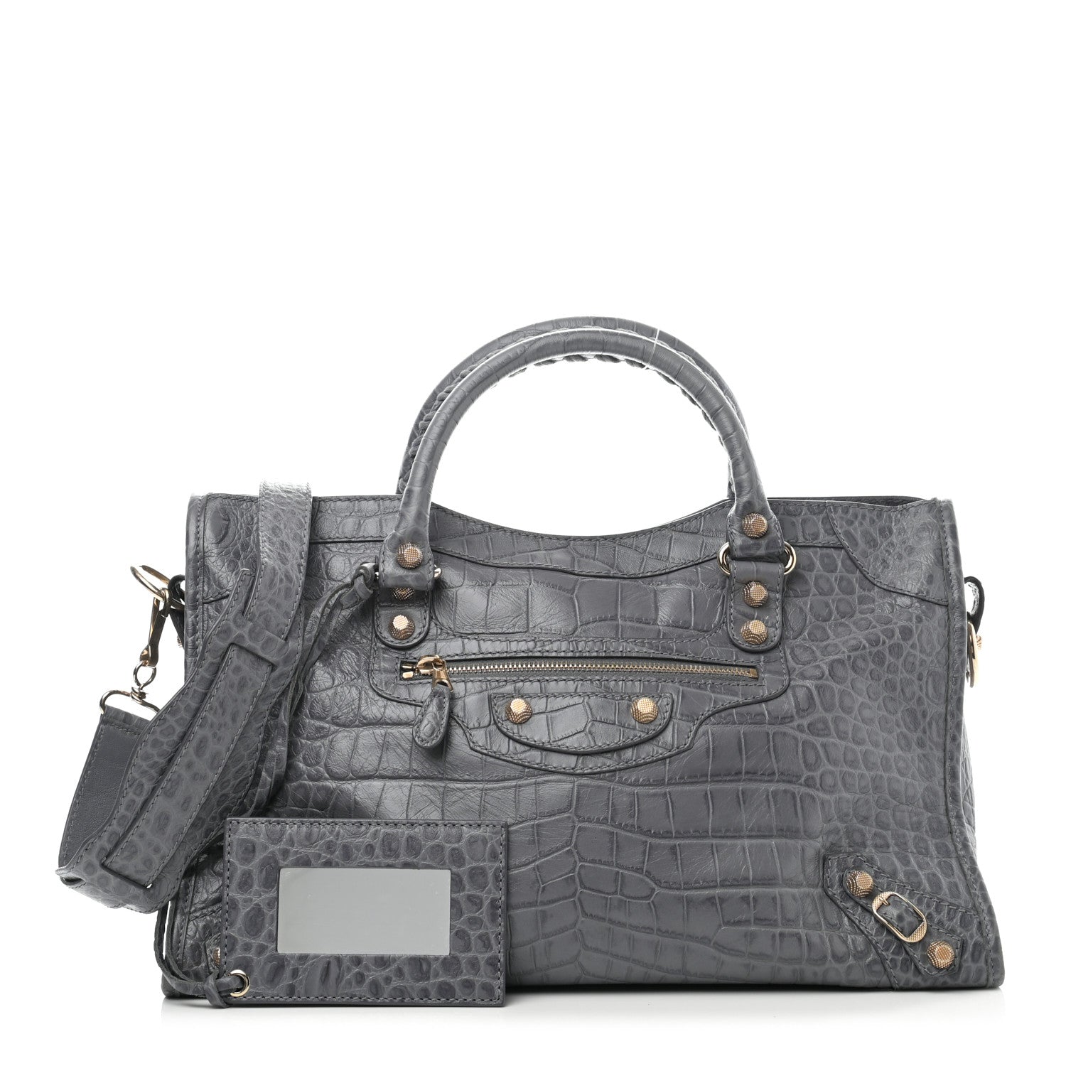 Balenciaga Calfskin Crocodile Embossed Giant 12 Gold Hardware City Gris Beton 1 of 13