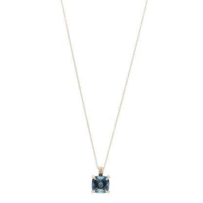 David Yurman 18K Yellow Gold Diamond Hampton Blue Topaz 11mm Chatelaine Pendant Necklace 1 of 4