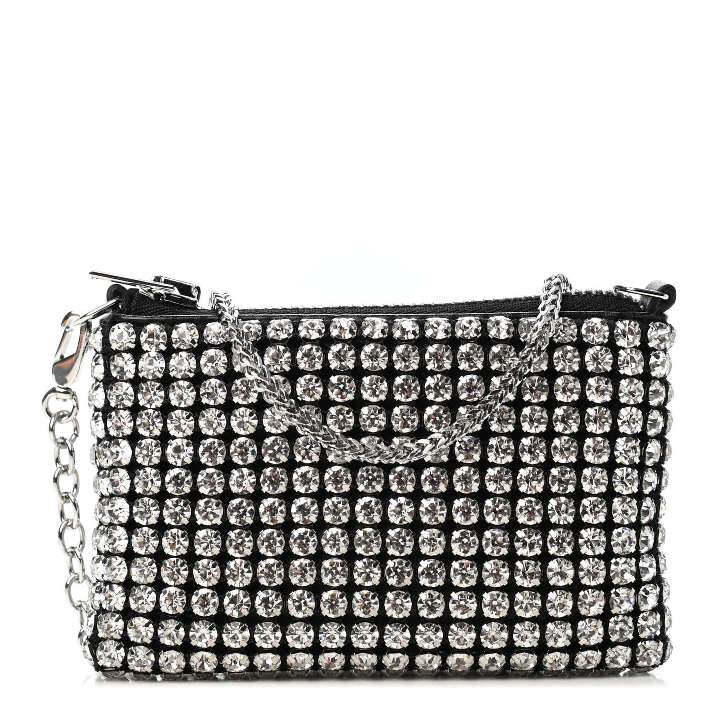 Mesh Crystal Rhinestone Nano Heiress Shoulder Bag Black Silver