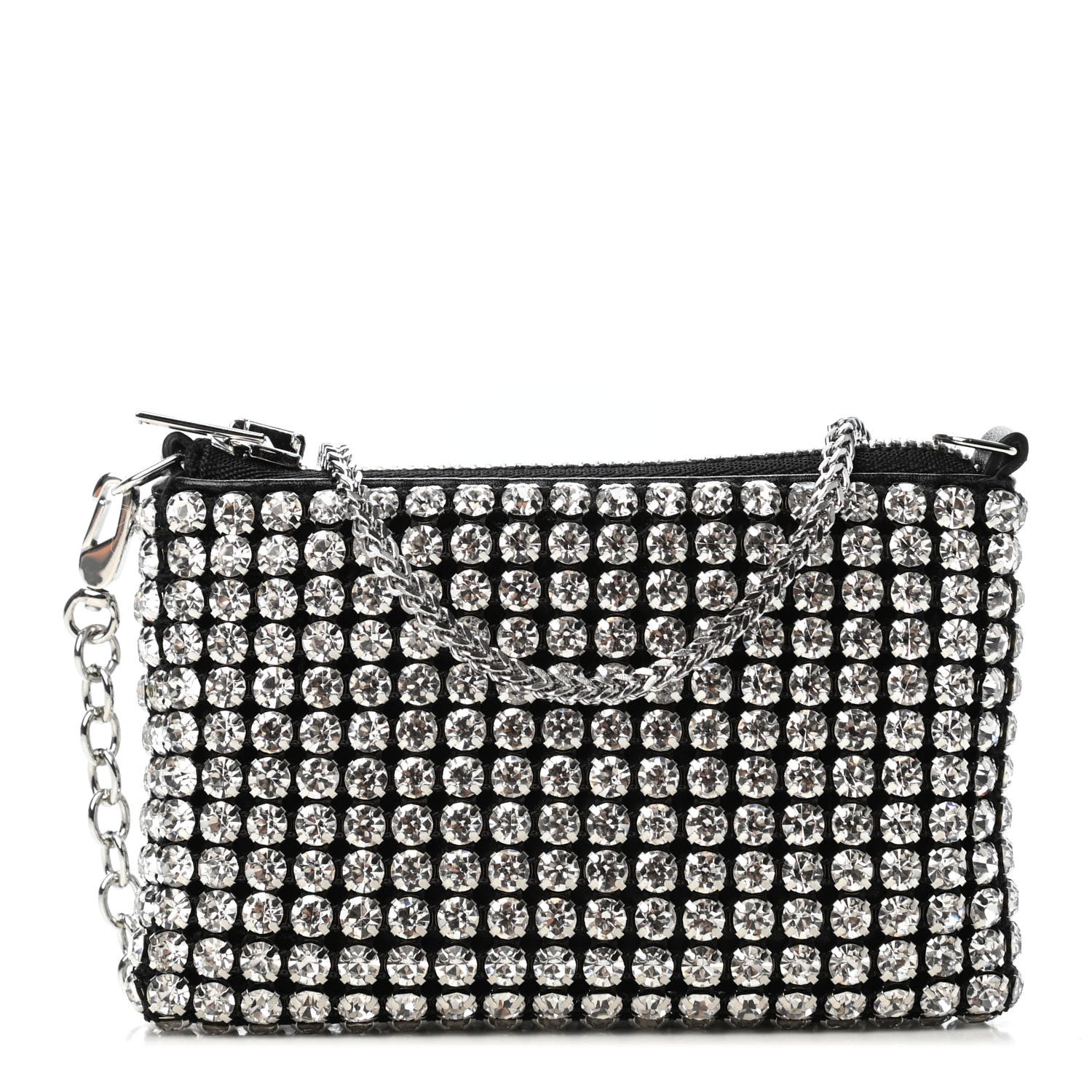 Alexander Wang Mesh Crystal Rhinestone Nano Heiress Shoulder Bag Black Silver 1 of 4