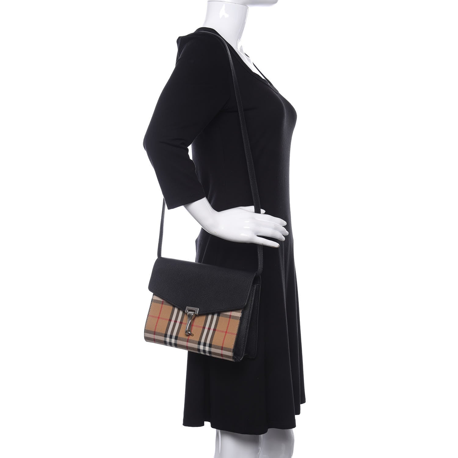 Burberry Derby Calfskin Vintage Check Small Macken Crossbody Bag Black 2 of 8