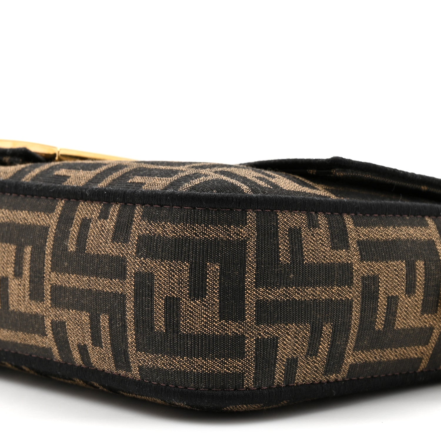 Fendi Fabric Jacquard FF 1974 Medium Baguette Tobacco Moro Black 9 of 10